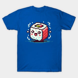 8-Bit Pixel Sushi Roll - Retro Happy Face Design T-Shirt